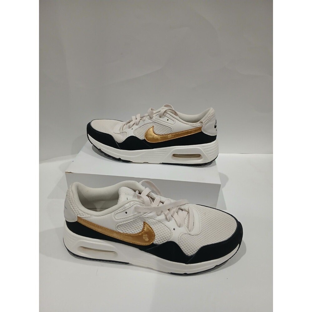 Nike Air Max White Black Gold Running Shoes Men’s Size 10 DV6842 Mesh Sneakers